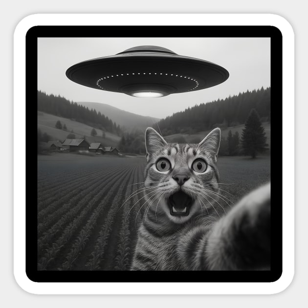 Cat Selfie UFO Sticker by The WYLD Tribe